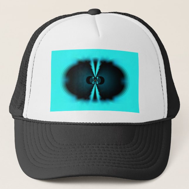 Casquette Impression d'art abstrait cyan et noir (Devant)