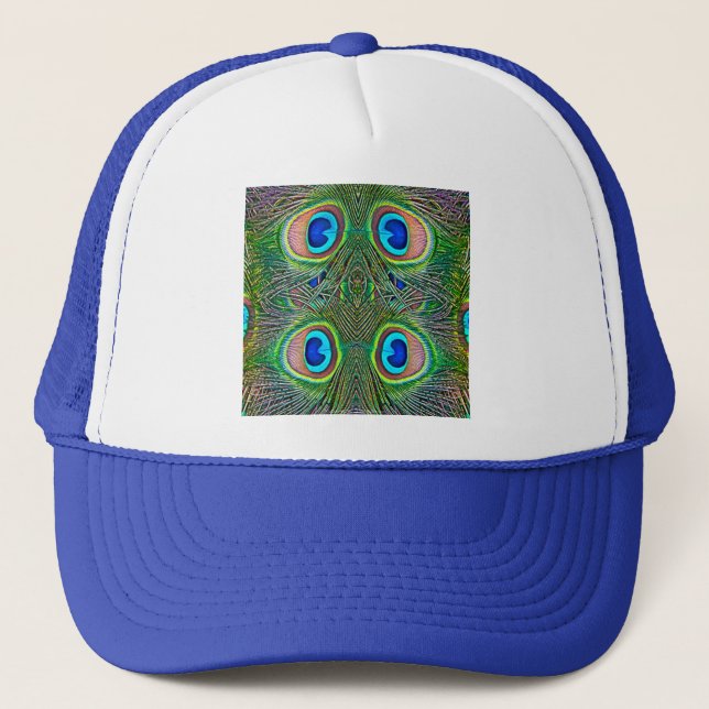Casquette Impression kaléidoscope de plumes de paon (Devant)