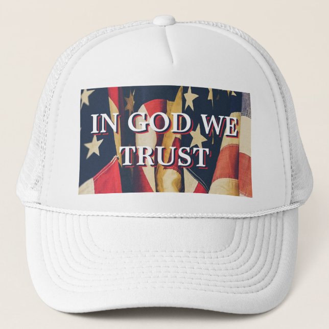 Casquette In God We Trust USA Flag White  (Devant)
