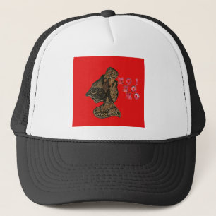 Casquette Indonesi Shadow Puppet Hohoho Design sur toile rou