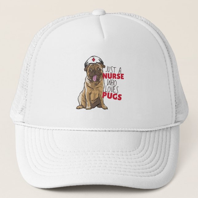 Casquette Infirmière Chiot Pug Mignon (Devant)