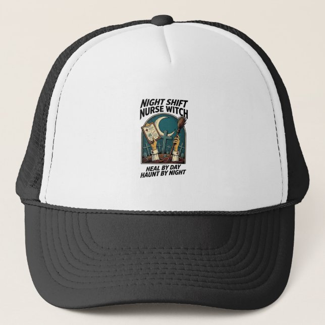 Casquette Infirmière de nuit Sorcière Rétro Halloween Tee (Devant)