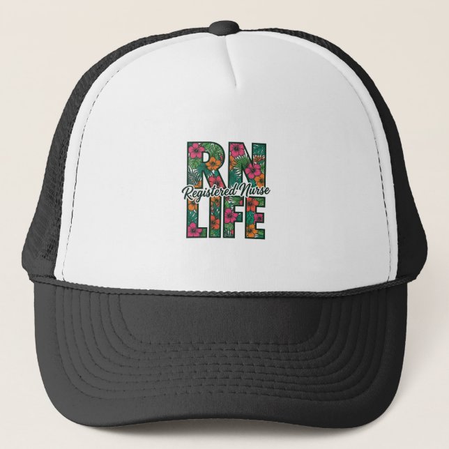 Casquette Infirmière diplômée IR vie florale conception vect (Devant)