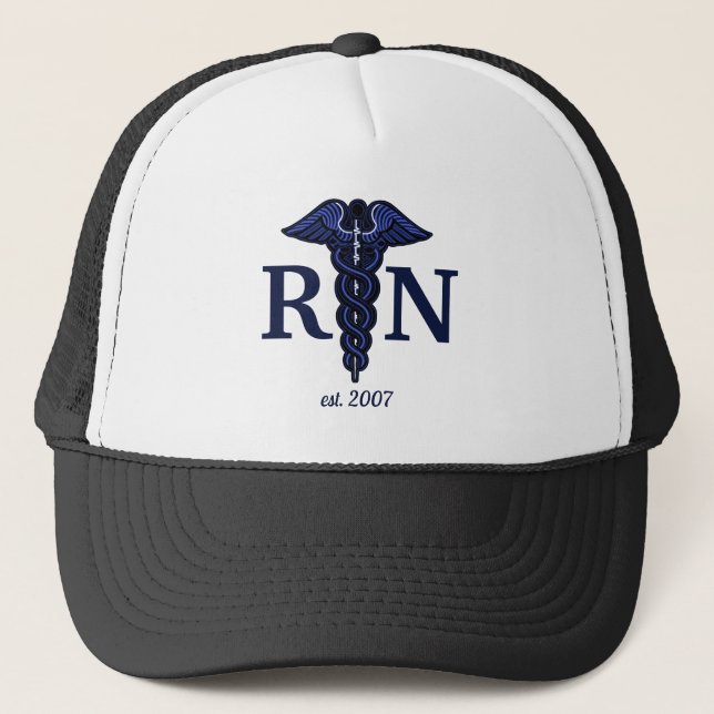 Casquette Infirmière inscrite Caduceus RN Année personnalisa (Devant)