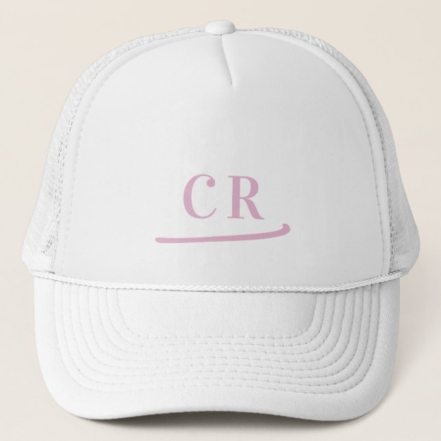 Casquette Initiales Monogrammées Rose Personnalisées Minimal (Devant)