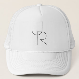 Casquette Initiales superposées Noir sur blanc