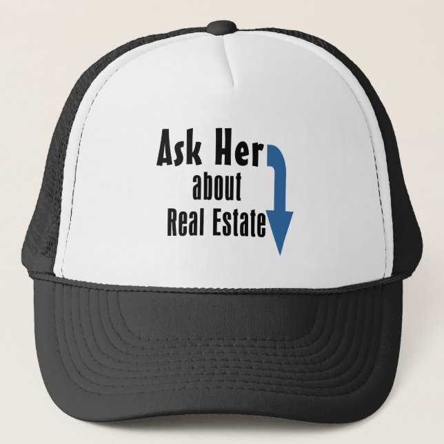 Casquette Interrogez-la au sujet des immobiliers ! (Devant)
