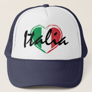 Casquette Italia Italie Italienne Love Coeur Drapeau Trucker
