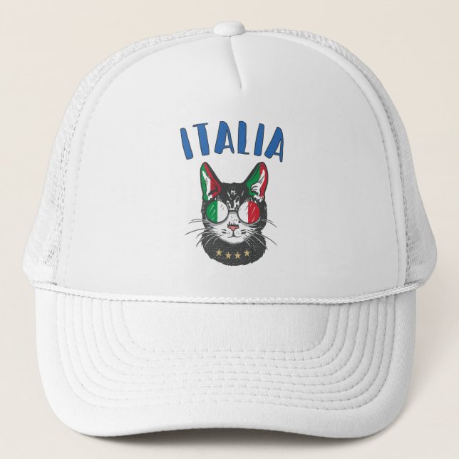 Casquette Italie Soccer Chat Mascotte drapeau italien (Devant)