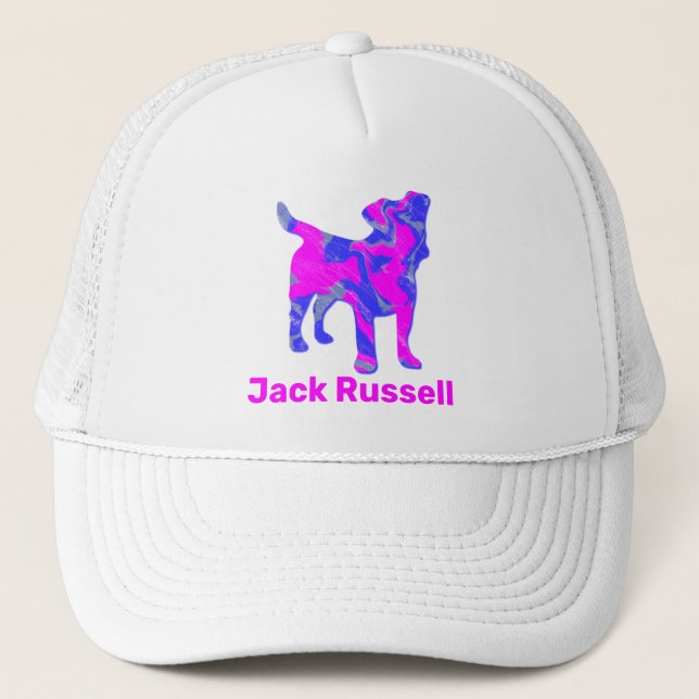 Casquette Jack Russell Terrier Chien mignon rose&bleu Silhou (Devant)