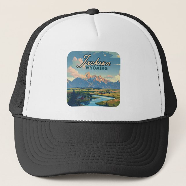 Casquette Jackson Hole Wyoming Ranch Tetons Mountains Retro (Devant)