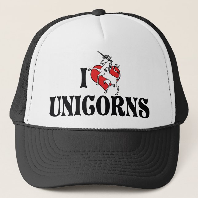 Casquette J'adore les licornes à cœur (Devant)