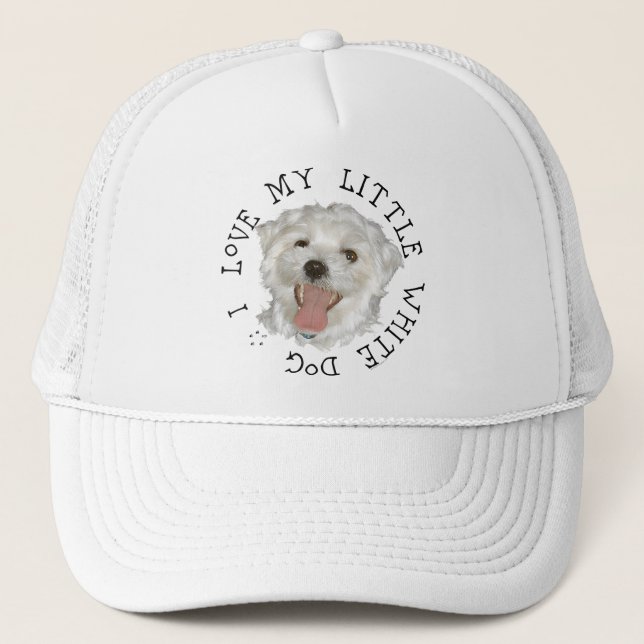 Casquette J'adore mon petit chien blanc Maltais (Devant)