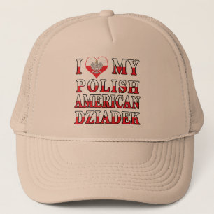 Casquette J'Ai Coeur Mon Polonais Américain Dziadek