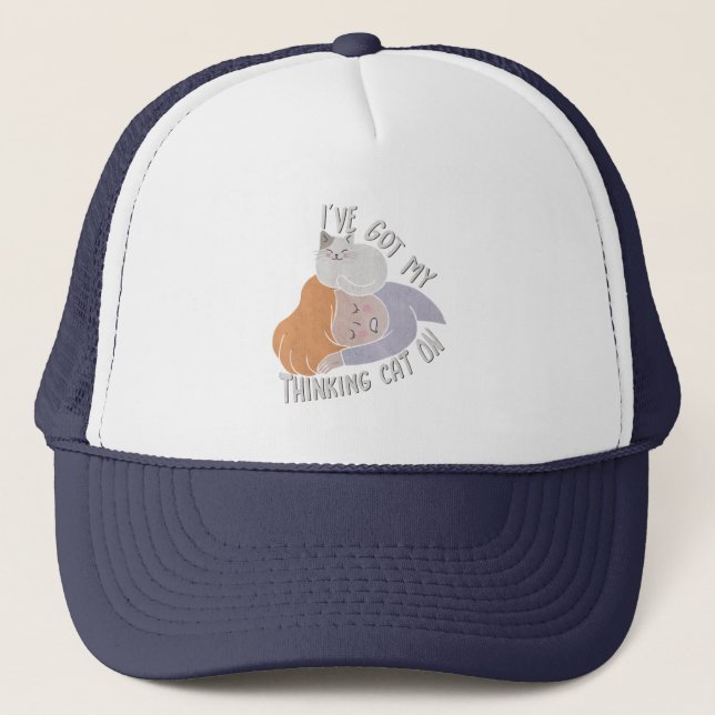 Casquette J'ai mon chat qui pense allumé (Devant)