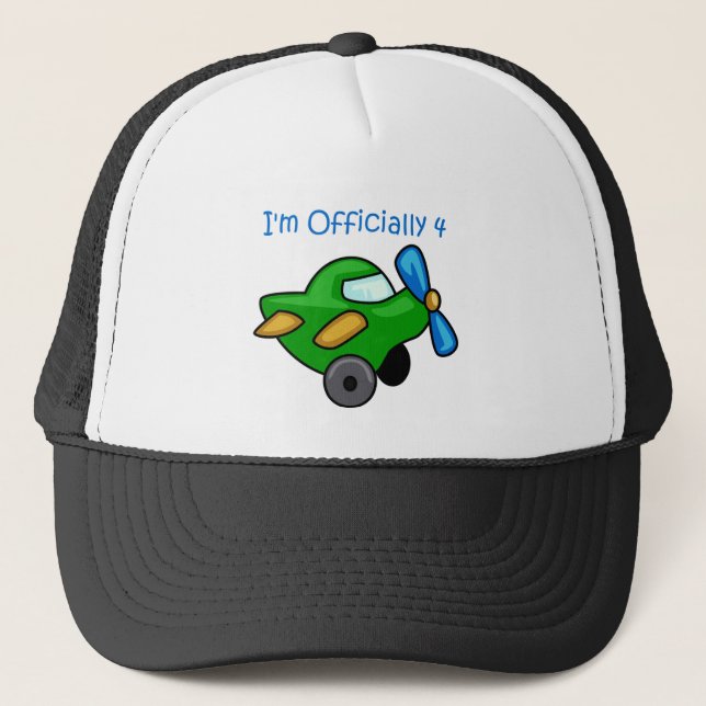 Casquette J'ai officiellement 4 ans, Jet Plane (Devant)