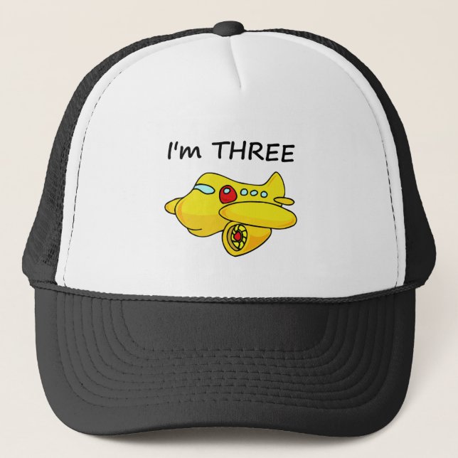 Casquette J'ai trois ans, avion jaune (Devant)