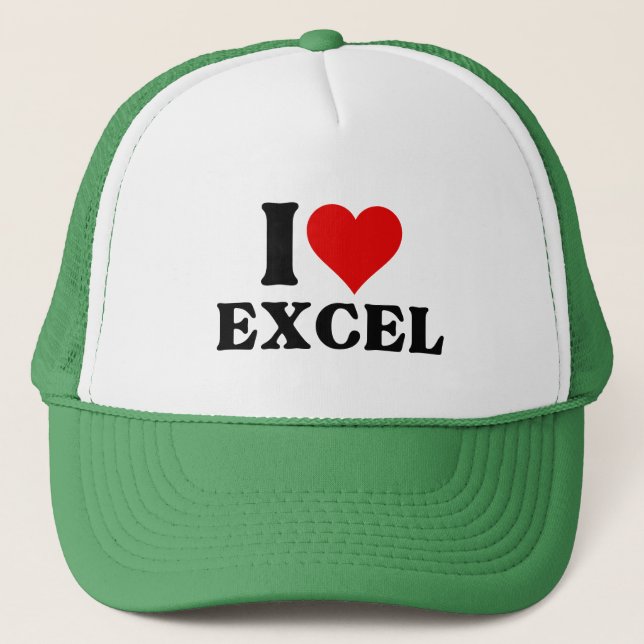 Casquette J'aime coeur Excel Drôle feuille de calcul Lover T (Devant)