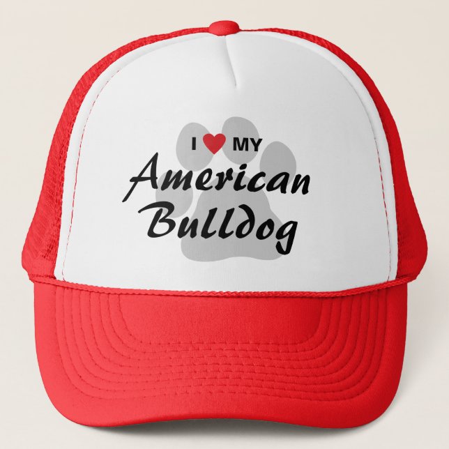 Casquette J'aime (coeur) mon bouledogue américain (Devant)