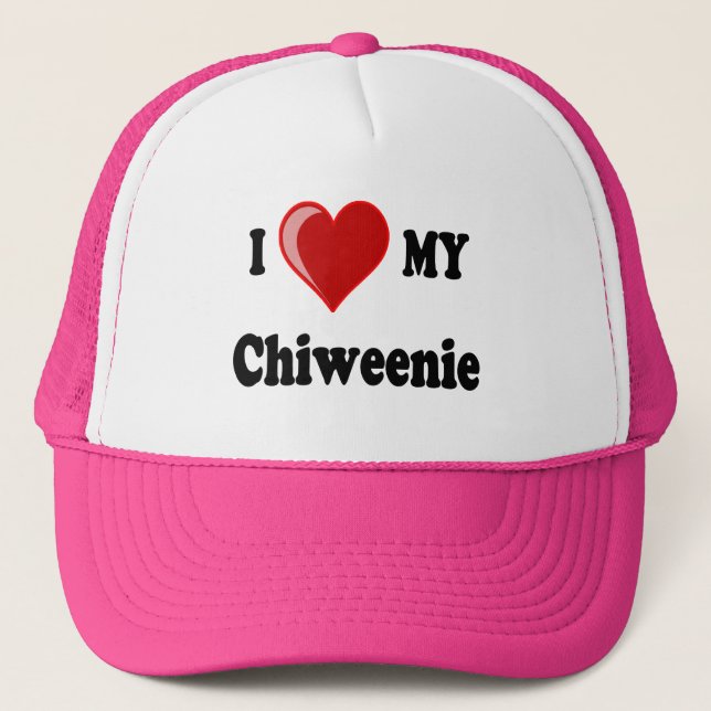 Casquette J'aime (coeur) mon chien de Chiweenie (Devant)