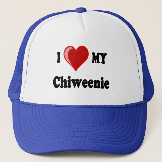 Casquette J'aime (coeur) mon chien de Chiweenie (Devant)