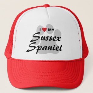 Casquette J'aime (coeur) mon épagneul de Sussex Pawprint