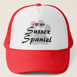 Casquette J'aime (coeur) mon épagneul de Sussex Pawprint