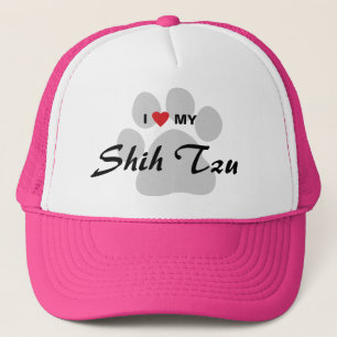 Casquette J'aime (coeur) mon Shih Tzu Pawprint
