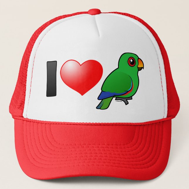 Casquette J'aime des perroquets d'Eclectus (le mâle) (Devant)