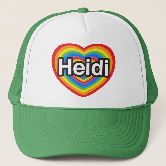 Casquette J'aime Heidi. Je t'aime Heidi. Coeur (Devant)