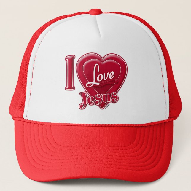 Casquette J'aime Jésus Coeur Rouge (Devant)