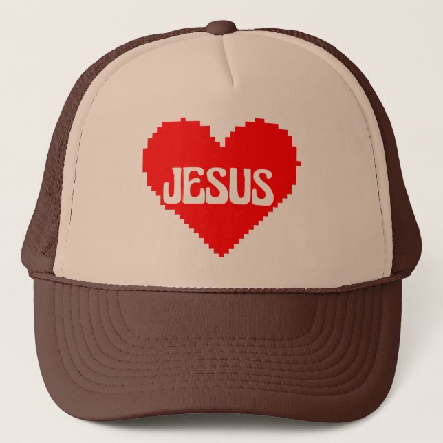 Casquette J'aime Jésus pixel art (Devant)
