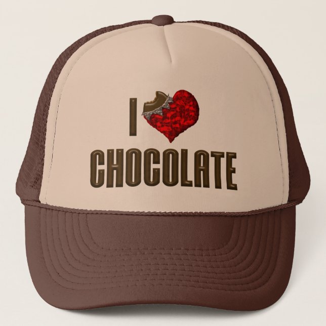 Casquette J'aime le chocolat en forme de cœur - Tablette de  (Devant)