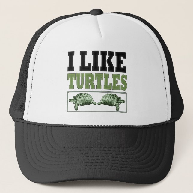 Casquette J'aime le grand texte de tortues (Devant)