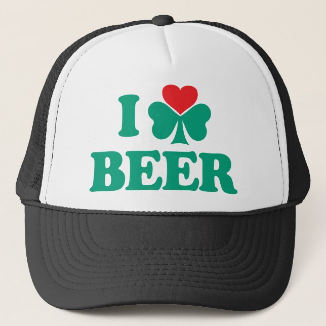 Casquette J'aime le shamrock de bière (Devant)