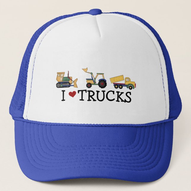 Casquette J'aime le T-shirts et les cadeaux de camions (Devant)