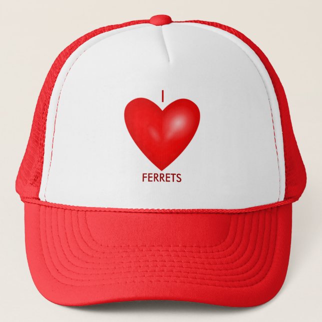 Casquette J'aime les furets au coeur rouge (Devant)