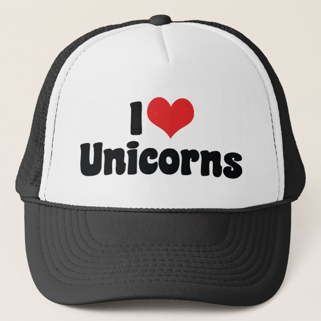 Casquette J'aime les licornes à cœur (Devant)