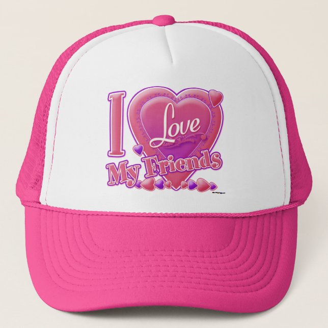 Casquette J'aime mes amis rose/violet - cœur (Devant)