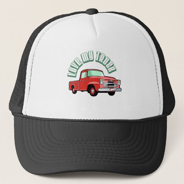 Casquette J'aime mon camion - vieux, collecte rouge (Devant)