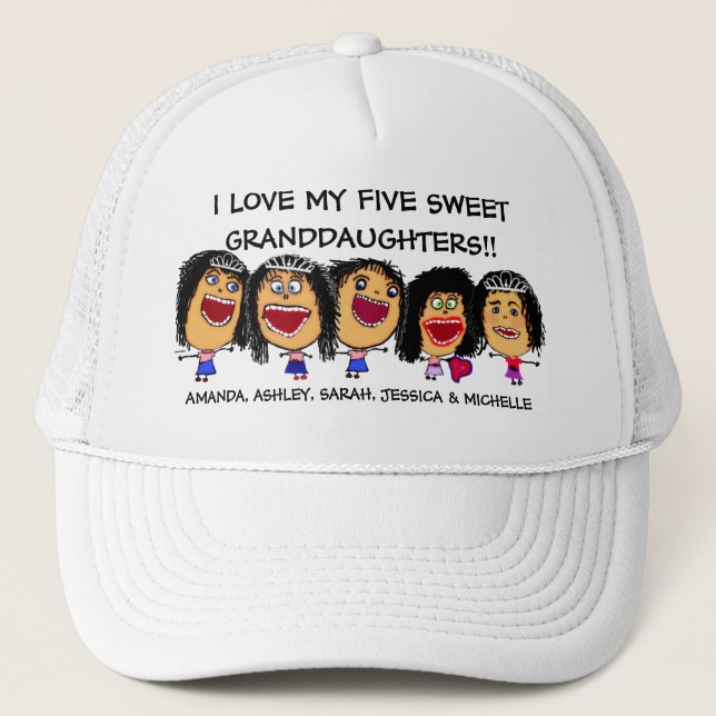 Casquette J'Aime Mon Cartoon De Cinq Petites Filles (Devant)