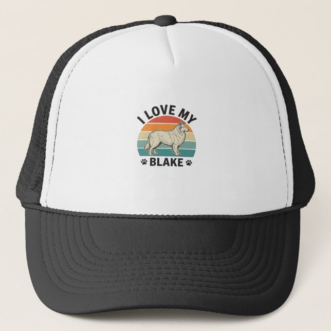Casquette J'aime mon chien Blake rétro gravure design_1 (Devant)