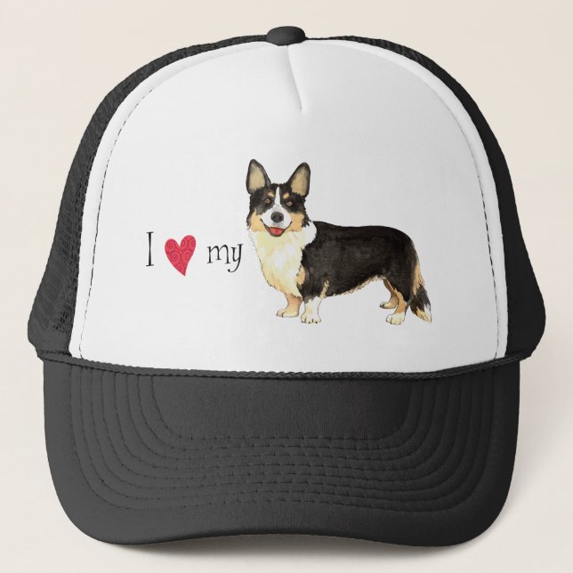 Casquette J'aime mon Corgi gallois Cardigan (Devant)
