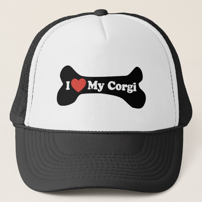 Casquette J'Aime Mon Corgi - Os de Chien (Devant)