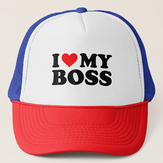 Casquette J'Aime Mon Patron Funny Red Heart Boss Je Coeur Me (Devant)
