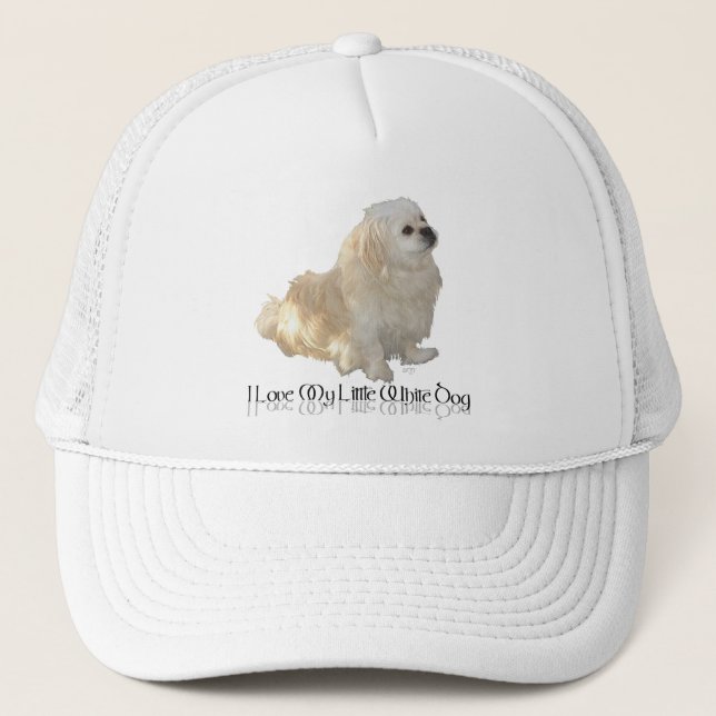 Casquette J'Aime Mon Petit Chien Blanc - Pekingese ! (Devant)