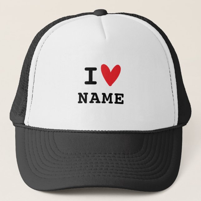 Casquette J'aime nom de cœur (Devant)