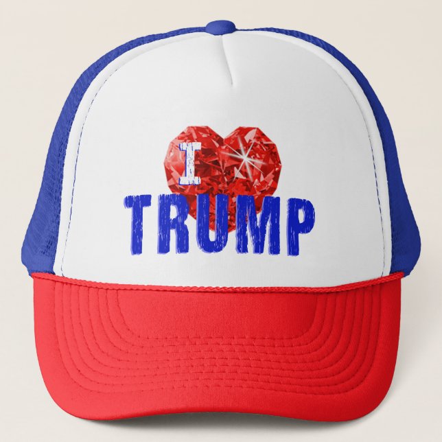 Casquette J'aime Trump Red White et Blue Trucker Chapeau (Devant)