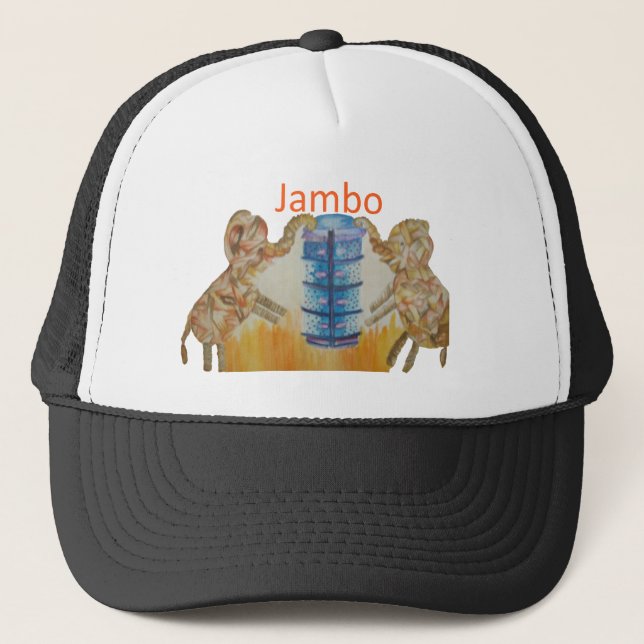 Casquette Jambo Jumbo African Kids Elephants Art Imprimer (Devant)
