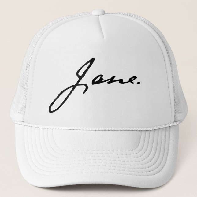 Casquette Jane comme dans Jane Austen, signature (Devant)